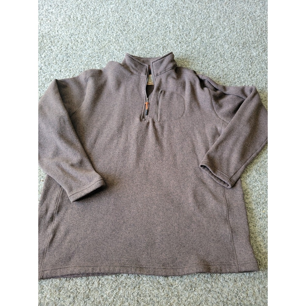 Mountain Club Jacket Mens 2XLT Brown Quarter Zip Fleece Collar Knit Zip Pocket